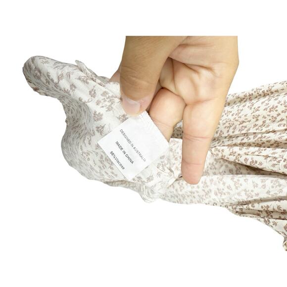 Angel Maternity Cream Pink Floral Wrap Maxi Dress Minimalist Womens Large - Picture 5 of 8